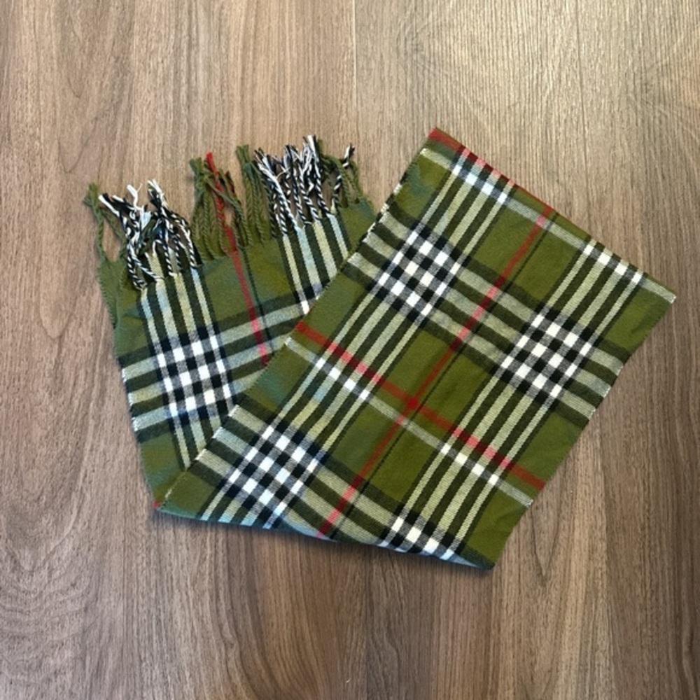 Olive Green Plaid Fringe cashmere Scarf